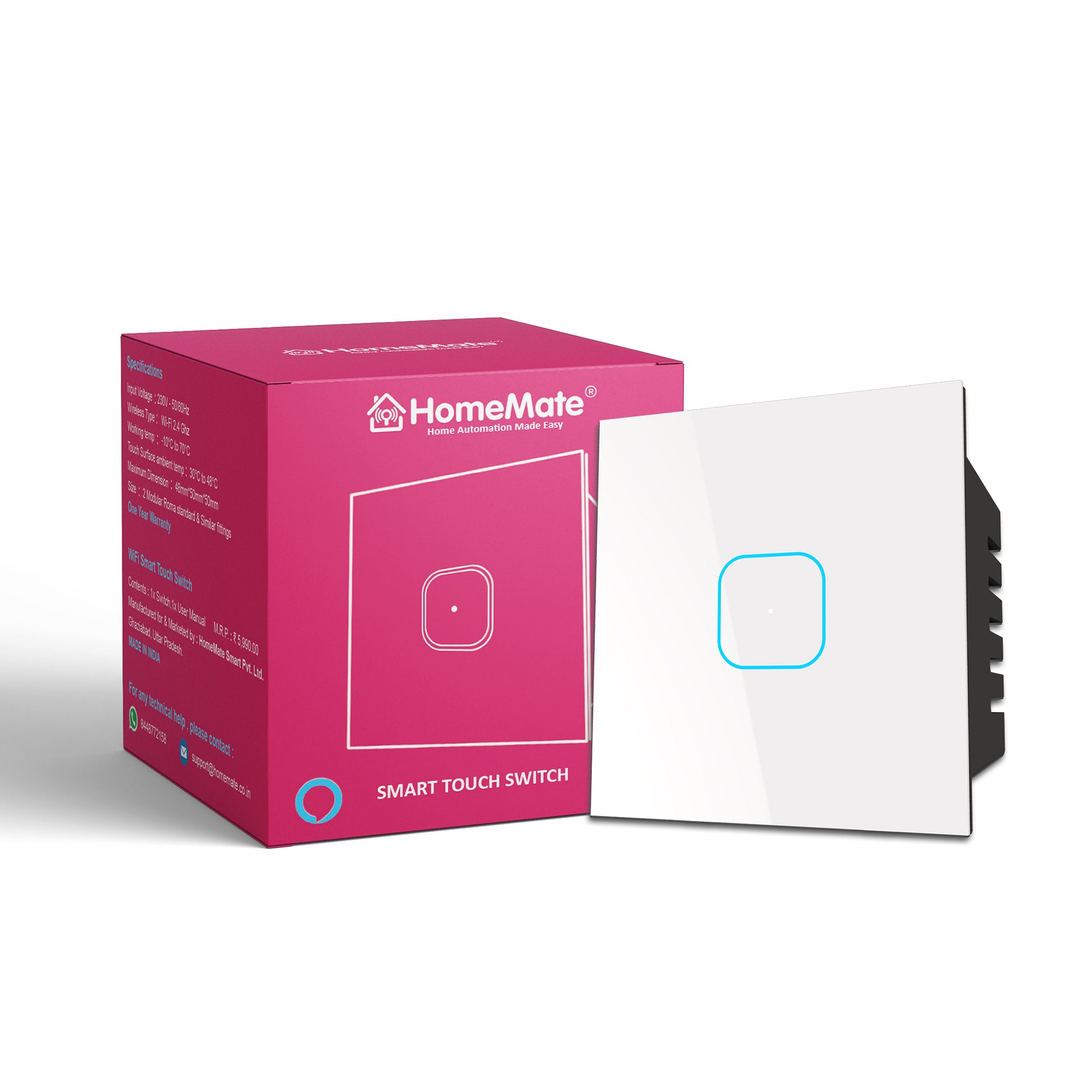 1 Gang Smart Touch Switch White