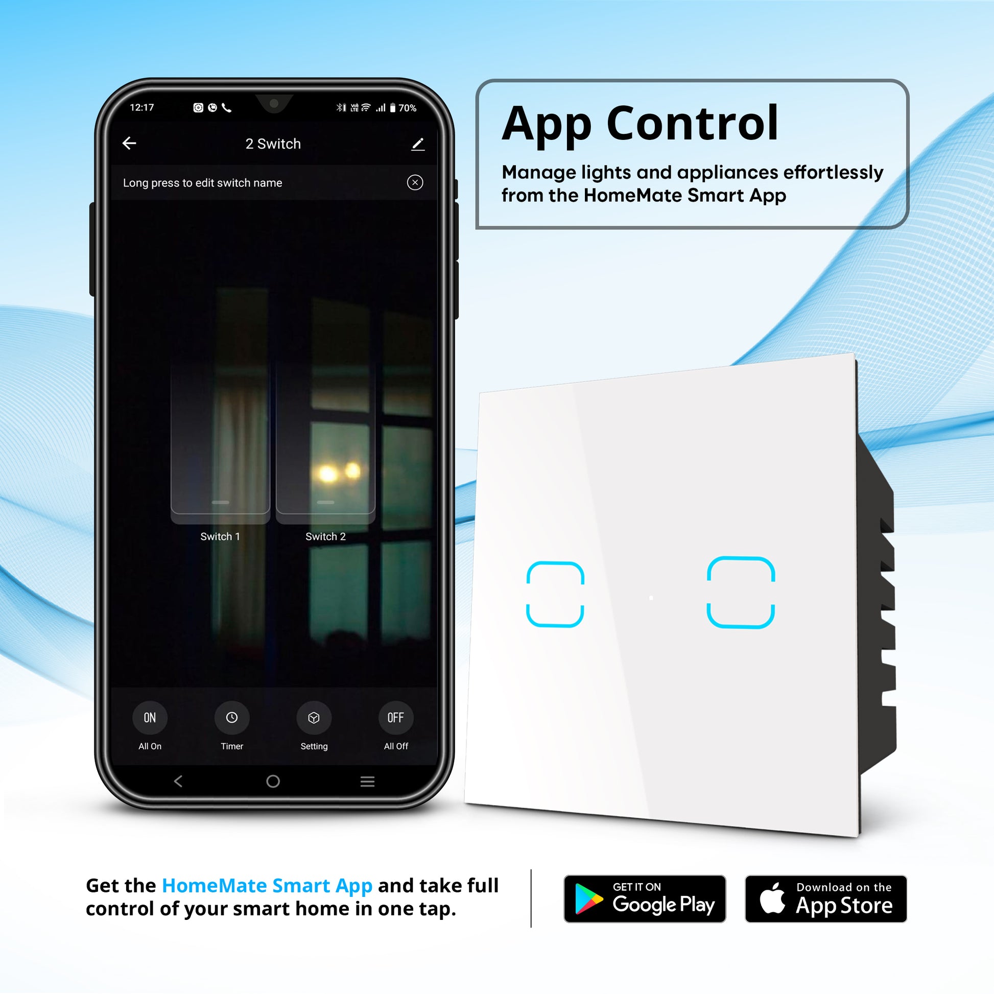 2-Way Smart Touch Switch White