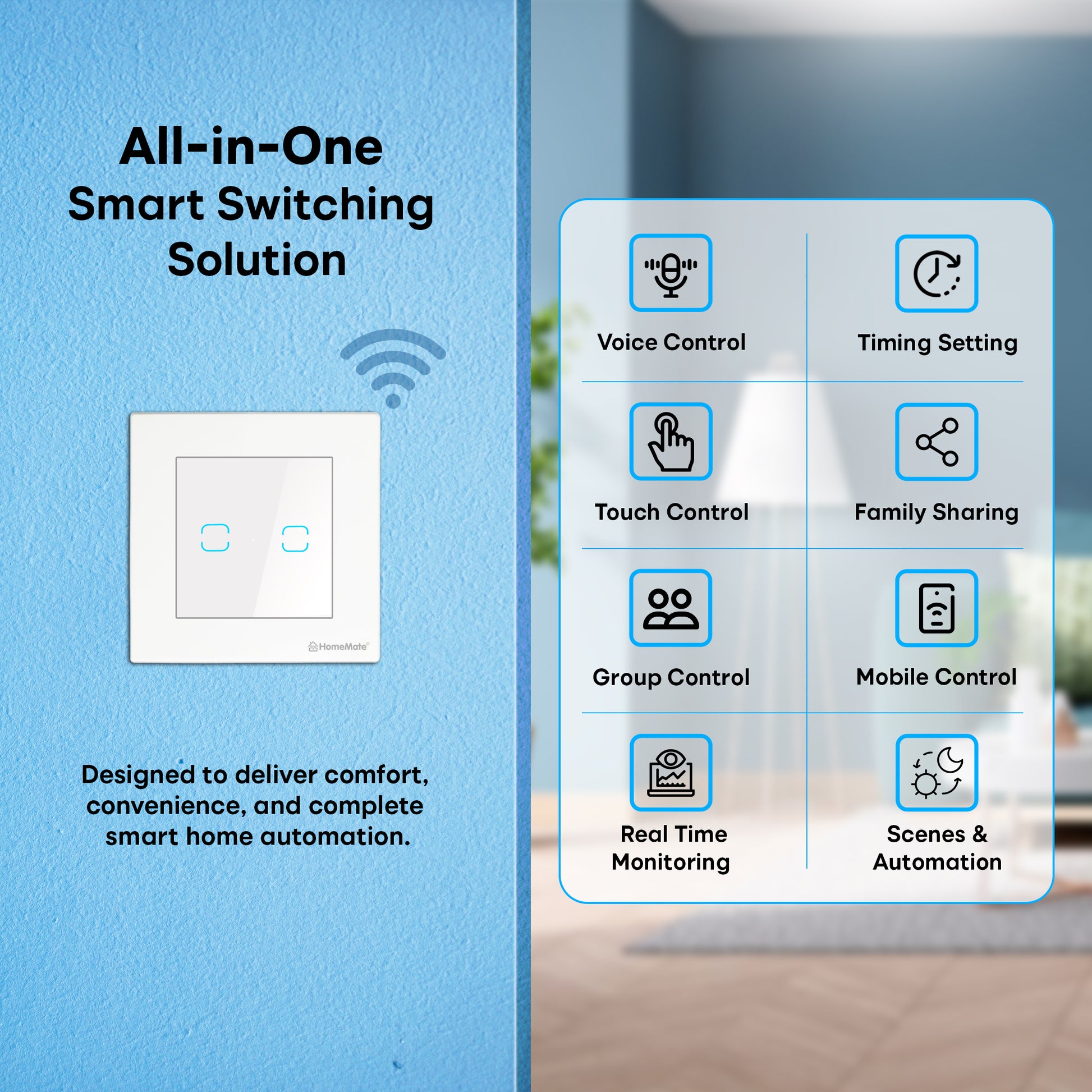 2-Way Smart Touch Switch White