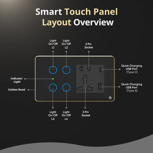 Smart Touch Panel 4 Switch 1 Socket