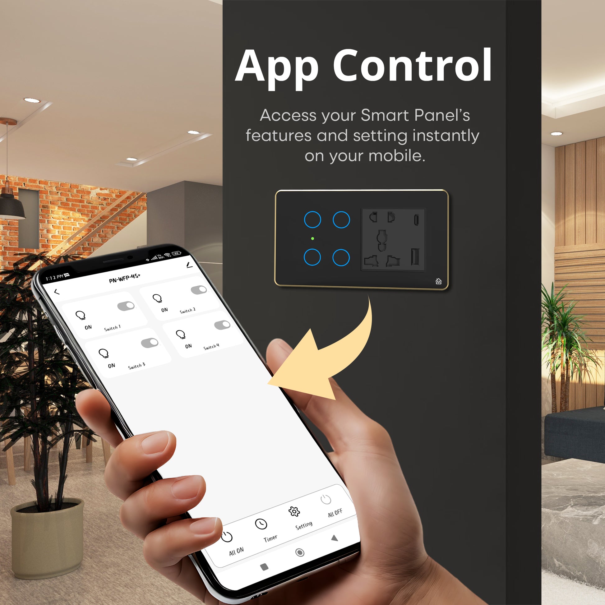Smart Touch Panel 4 Switch 1 Socket