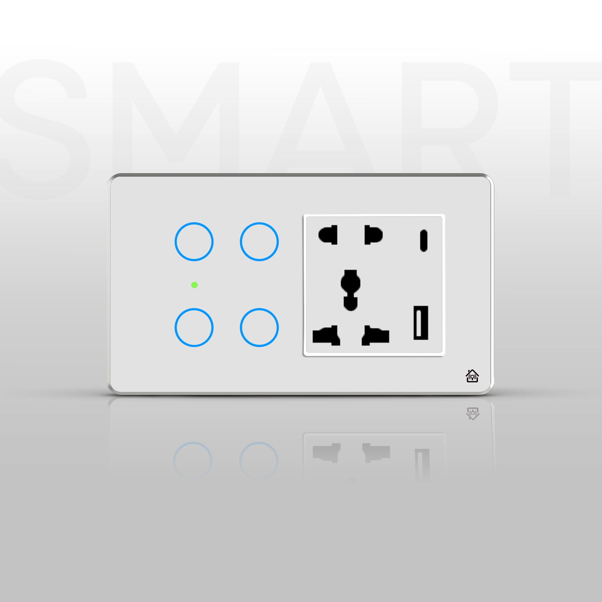 Touch Panel 4 Switch 1 Socket (White)