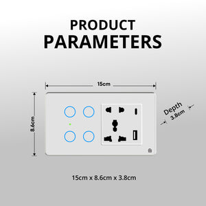 Touch Panel 4 Switch 1 Socket (White)