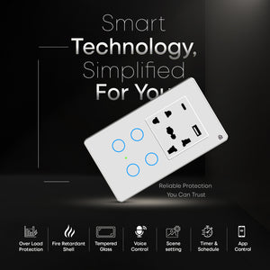 Touch Panel 4 Switch 1 Socket (White)