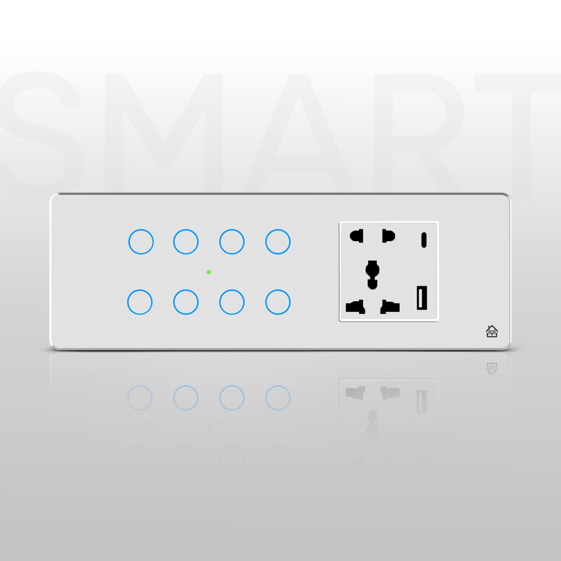 Touch Panel 8 Switch 1 Socket (White)