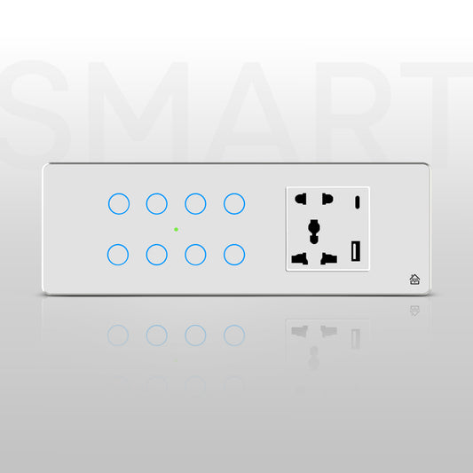 Touch Panel 8 Switch 1 Socket (White)