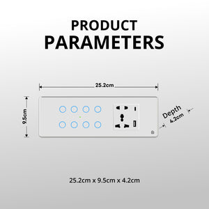 Touch Panel 8 Switch 1 Socket (White)