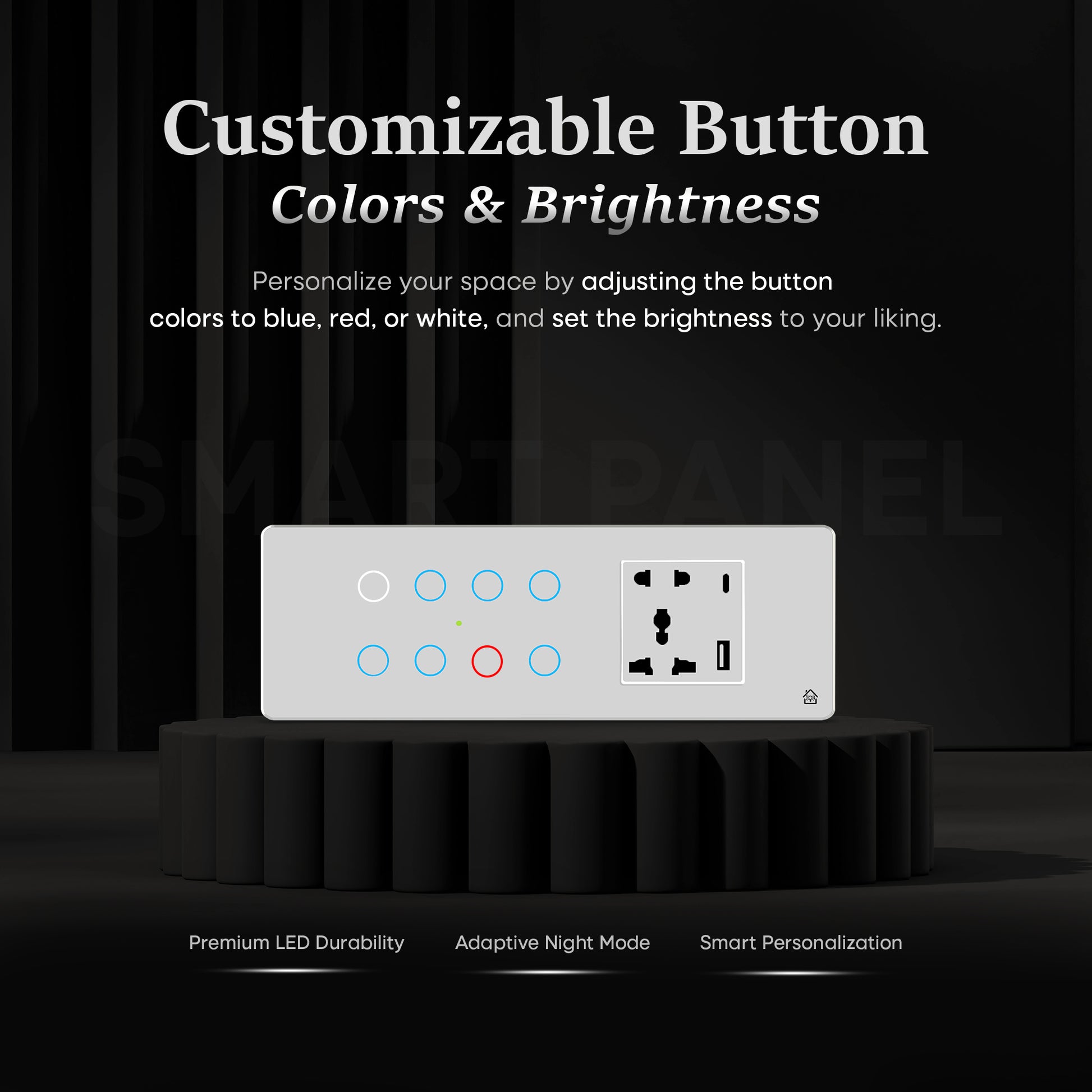 Touch Panel 8 Switch 1 Socket (White)