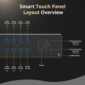 Smart Touch Panel 8 Switch 1 Socket