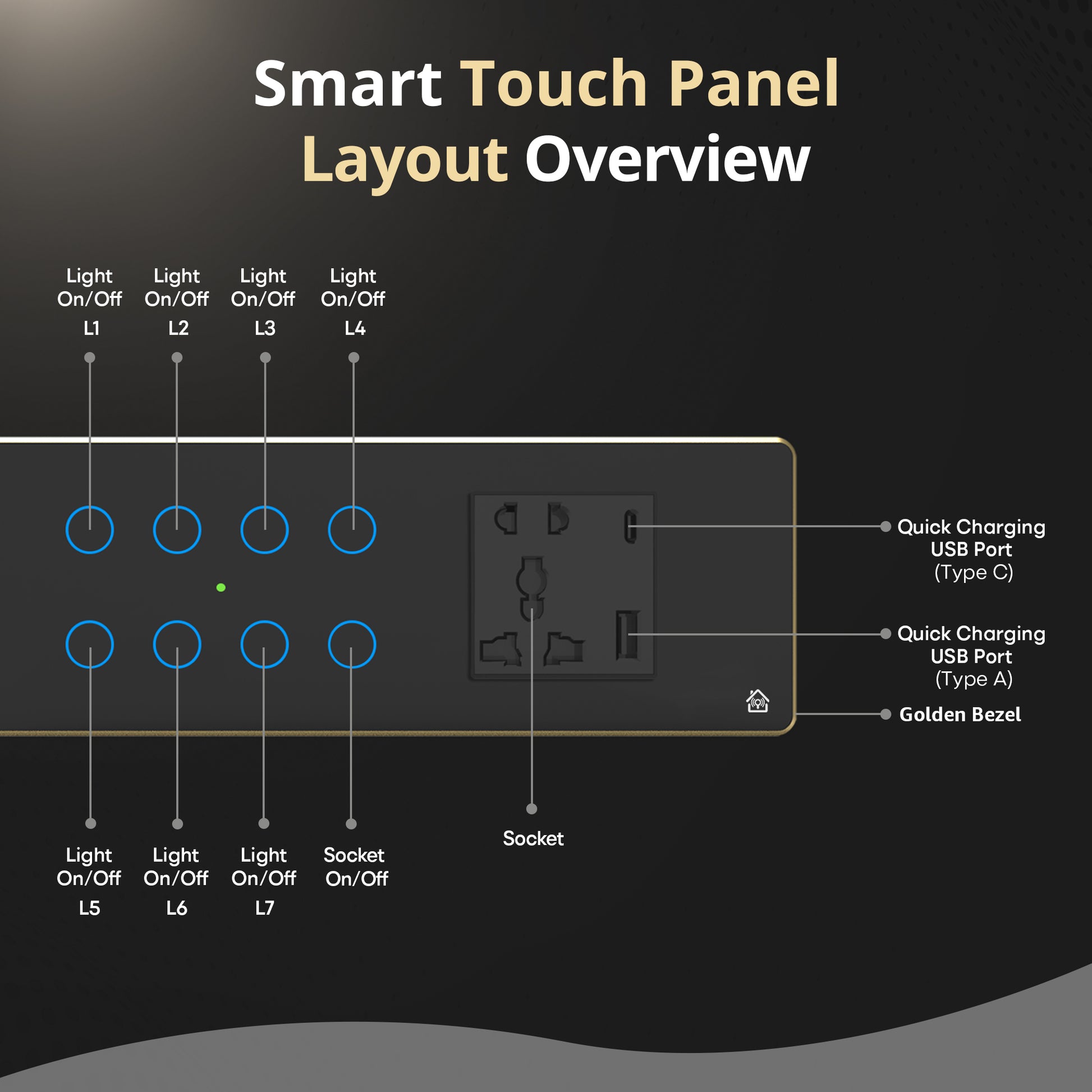 Smart Touch Panel 8 Switch 1 Socket