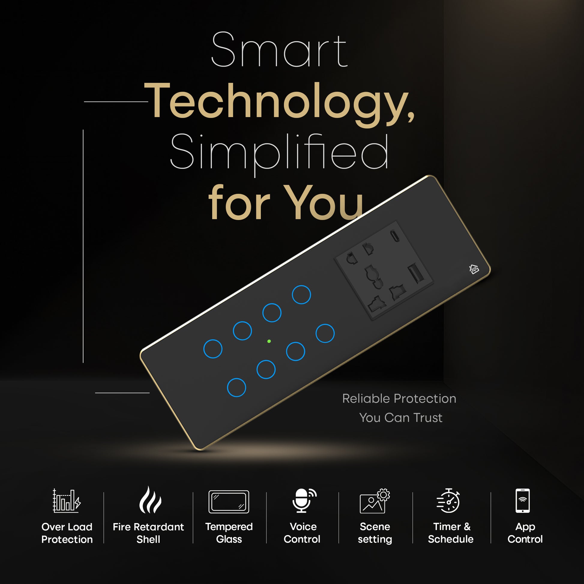 Smart Touch Panel 8 Switch 1 Socket