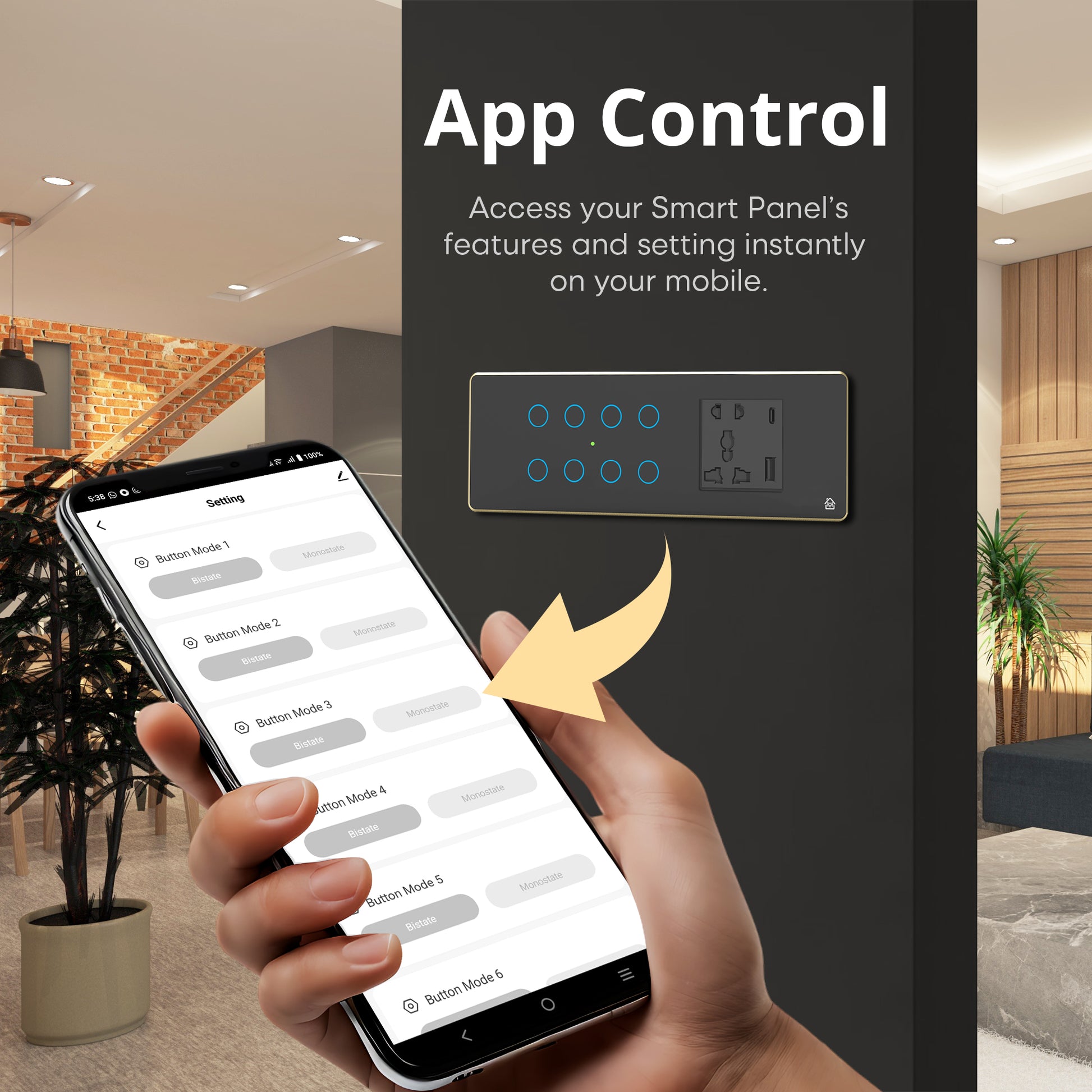 Smart Touch Panel 8 Switch 1 Socket