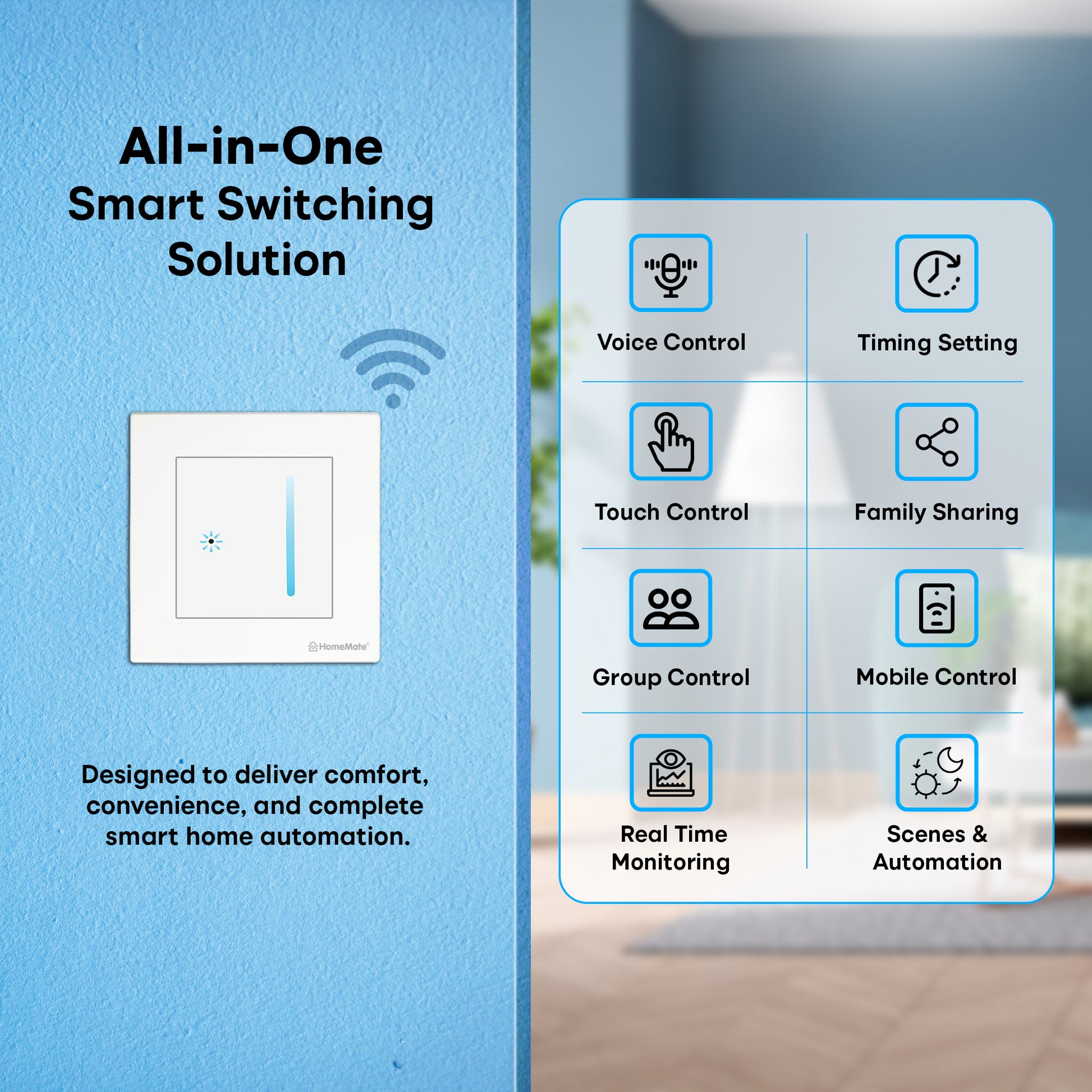 Wi-Fi LED Dimmer Touch Switch White